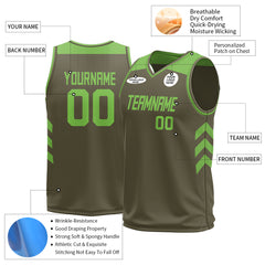 Custom Olive Mesh Basketball Athletic Performance Jersey