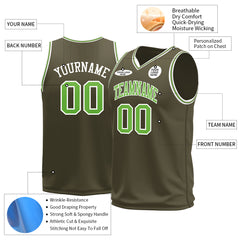 Custom Olive Basketball Jersey Mesh Sports Athletic Performance Shirts