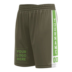 Custom Olive Mesh Sports Basketball Shorts with Side Pockets