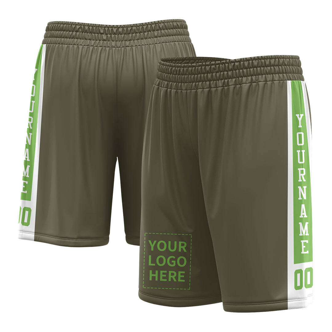 Custom Olive Mesh Sports Basketball Shorts with Side Pockets