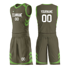 Custom Olive Basketball Uniform For Adult Youth Fans Mesh Jersey