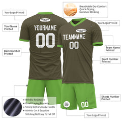 Custom Olive Soccer Uniform For Adult Youth Fans Jersey