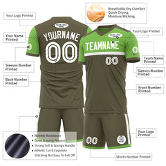 Custom Olive Soccer Uniform Training Outfit Sportswear