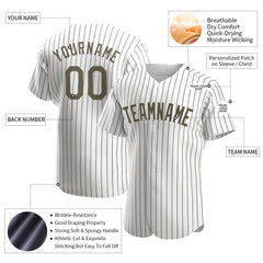 Custom Olive Pinstripe Full Button Down Mesh Fans Special Edition Authentic Baseball Jersey