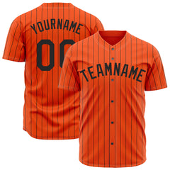 Custom Pinstripe Orange Full Button Down Mesh Fans Special Edition Authentic Baseball Jersey