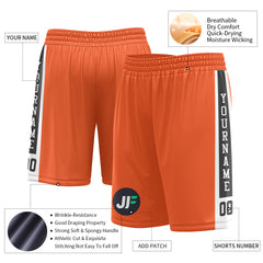 Custom Orange Mesh Sports Basketball Shorts with Side Pockets