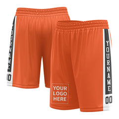 Custom Orange Mesh Sports Basketball Shorts with Side Pockets