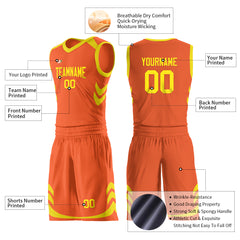 Custom Orange Basketball Uniform For Adult Youth Fans Mesh Jersey