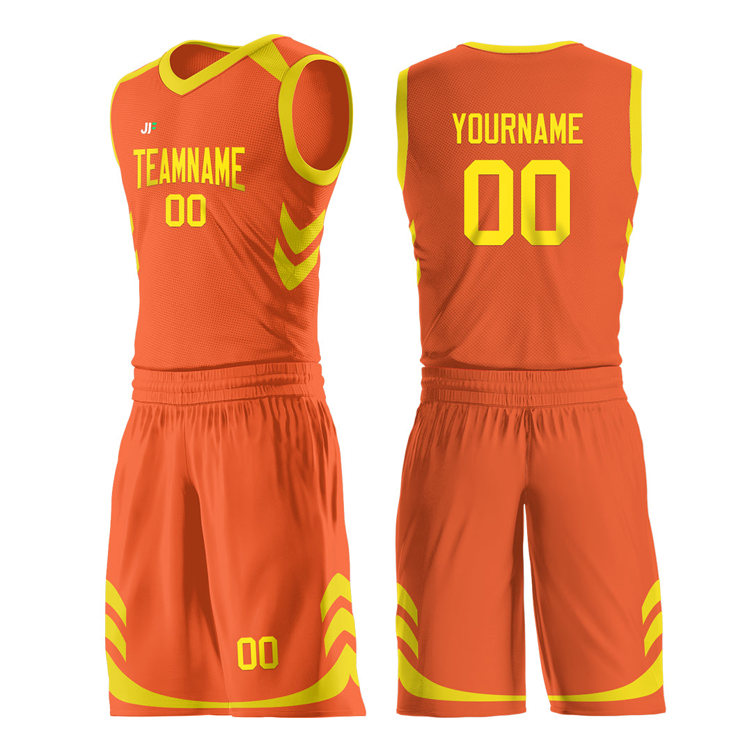 Custom Orange Basketball Uniform For Adult Youth Fans Mesh Jersey