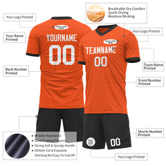 Custom Orange Soccer Uniform For Adult Youth Fans Jersey