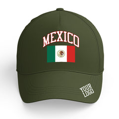 Custom Olive Baseball Cap Mexico Flag Adjustable Hat