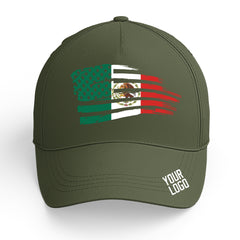 Custom Olive Baseball Cap Mexican Flag Adjustable Hat for Men and Women