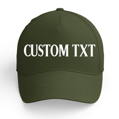 Custom Olive Green Print Logo Text Adjustable Snapback Cotton Twill Hat