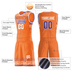 Custom Orange Basketball Uniform Print Athletic V Neck Mesh Jersey Design Your Own