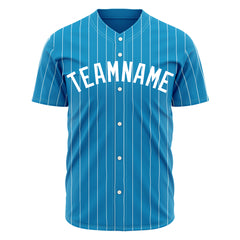 Custom Pinstripe Panther Blue Full Button Down Mesh Fans Special Edition Authentic Baseball Jersey