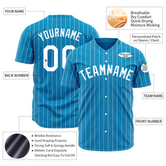 Custom Pinstripe Panther Blue Full Button Down Mesh Fans Special Edition Authentic Baseball Jersey