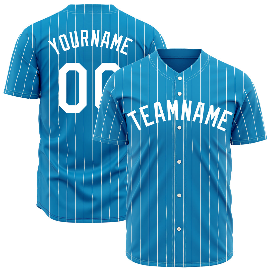 Custom Panther Blue Pinstripe Mesh Fans Special Edition Authentic Baseball Jersey