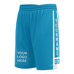 Custom Panther Blue Mesh Sports Basketball Shorts with Side Pockets