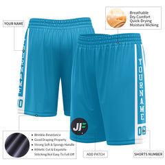 Custom Panther Blue Mesh Sports Basketball Shorts with Side Pockets