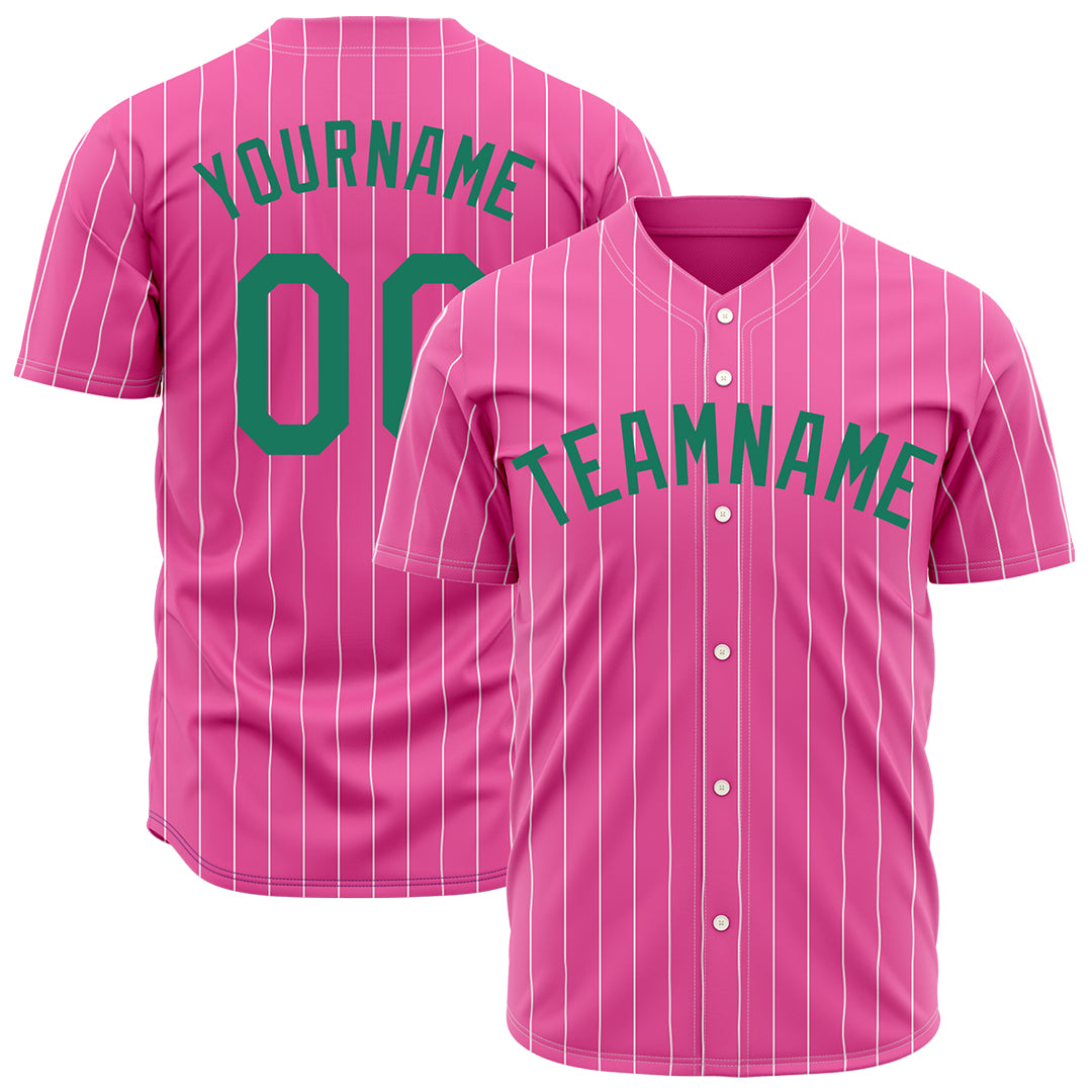 Custom Pink Pinstripe Mesh Fans Special Edition Authentic Baseball Jersey