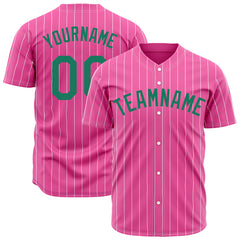 Custom Pinstripe Pink Full Button Down Mesh Fans Special Edition Authentic Baseball Jersey