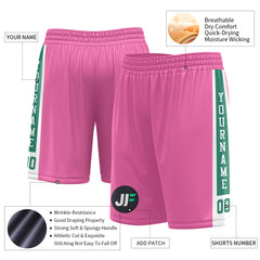 Custom Pink Mesh Sports Basketball Shorts with Side Pockets