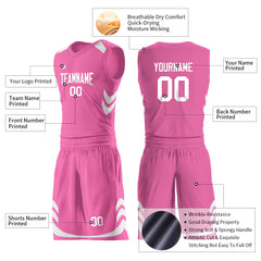 Custom Pink Basketball Uniform For Adult Youth Fans Mesh Jersey