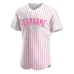 Custom Pink Pinstripe Full Button Down Mesh Fans Special Edition Authentic Baseball Jersey