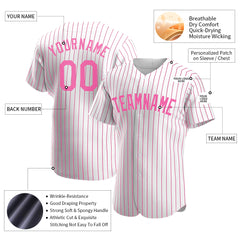 Custom Pink Pinstripe Full Button Down Mesh Fans Special Edition Authentic Baseball Jersey