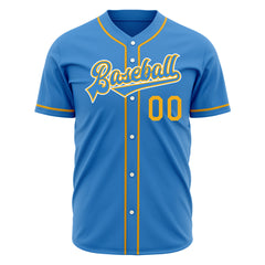 Custom Powder Blue Full Button Down Mesh Fans Special Edition Authentic Baseball Jersey