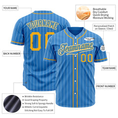 Custom Powder Blue Pinstripe Mesh Fans Special Edition Authentic Baseball Jersey