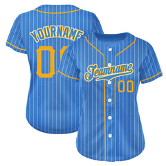 Custom Powder Blue Pinstripe Mesh Fans Special Edition Authentic Baseball Jersey