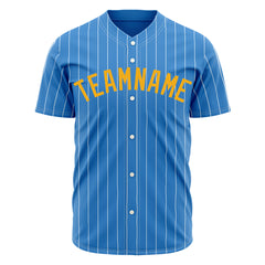 Custom Pinstripe Powder Blue Full Button Down Mesh Fans Special Edition Authentic Baseball Jersey