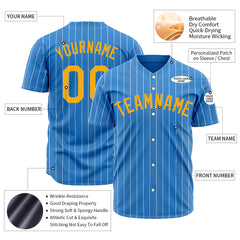 Custom Pinstripe Powder Blue Full Button Down Mesh Fans Special Edition Authentic Baseball Jersey