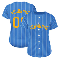 Custom Pinstripe Powder Blue Full Button Down Mesh Fans Special Edition Authentic Baseball Jersey