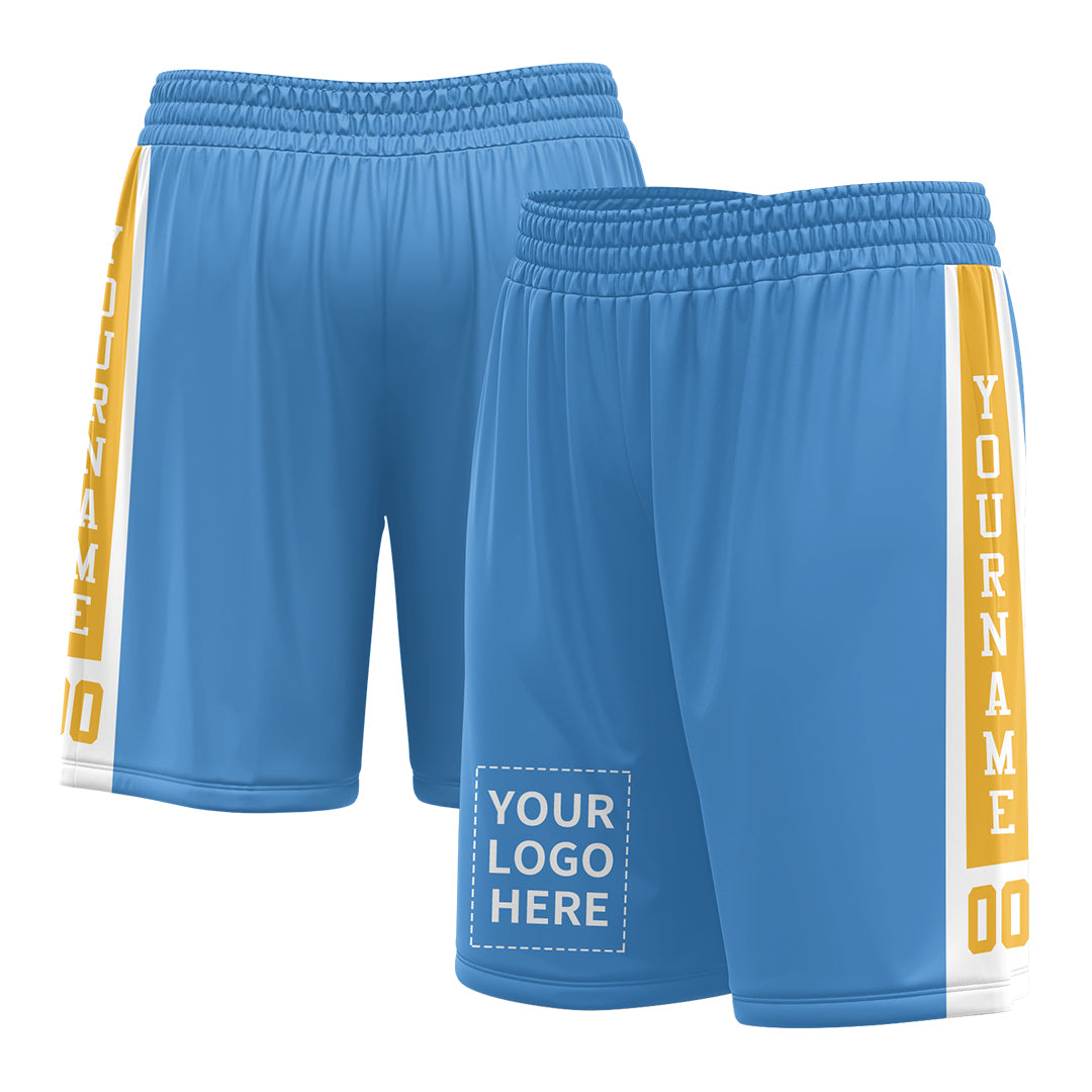 Custom Powder Blue Mesh Sports Basketball Shorts with Side Pockets