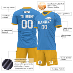 Custom Powder Blue Soccer Uniform For Adult Youth Fans Jersey