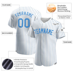 Custom Powder Blue Pinstripe Full Button Down Mesh Fans Special Edition Authentic Baseball Jersey