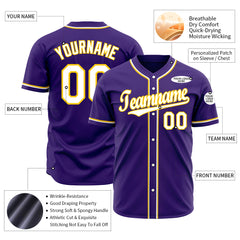 Custom Purple Full Button Up Mesh Fans Special Edition Authentic Baseball Jersey