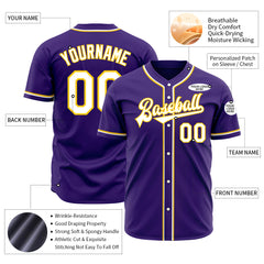 Custom Purple Full Button Down Mesh Fans Special Edition Authentic Baseball Jersey