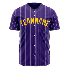 Custom Pinstripe Purple Full Button Down Mesh Fans Special Edition Authentic Baseball Jersey