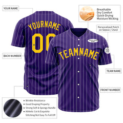 Custom Pinstripe Purple Full Button Down Mesh Fans Special Edition Authentic Baseball Jersey