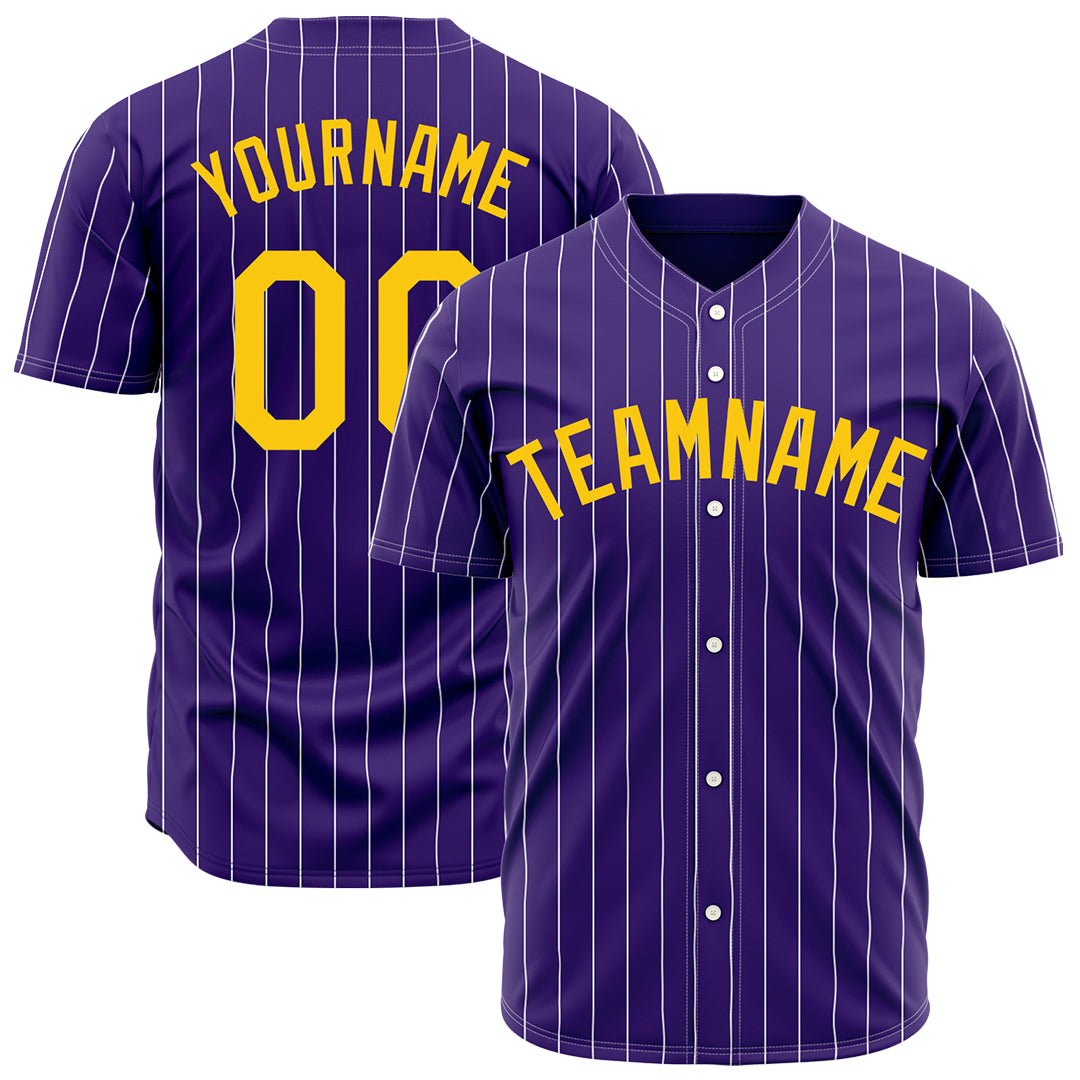 Custom Pinstripe Purple Full Button Down Mesh Fans Special Edition Authentic Baseball Jersey