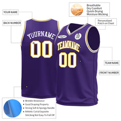 Custom Purple Basketball Jersey Mesh Sports Athletic Performance Shirts