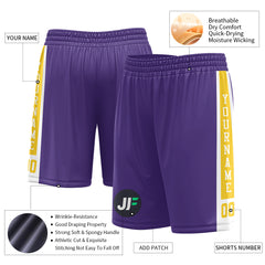 Custom Purple Mesh Sports Basketball Shorts with Side Pockets