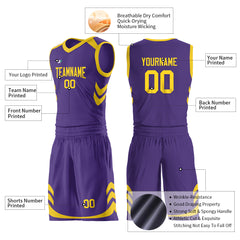 Custom Purple Basketball Uniform For Adult Youth Fans Mesh Jersey