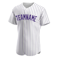 Custom Purple Pinstripe Full Button Down Mesh Fans Special Edition Authentic Baseball Jersey