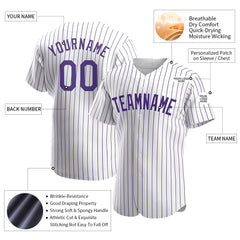 Custom Purple Pinstripe Full Button Down Mesh Fans Special Edition Authentic Baseball Jersey