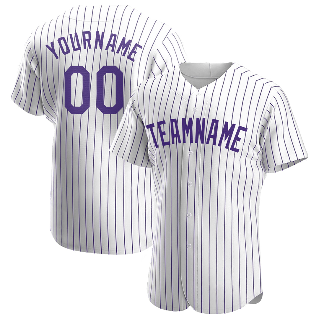 Custom Purple Pinstripe Full Button Down Mesh Fans Special Edition Authentic Baseball Jersey