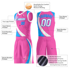 Custom Pink Basketball Uniform Print Athletic V Neck Mesh Jersey